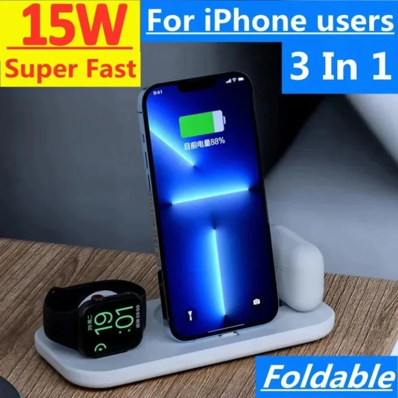 3 In 1 Wireless Charger Stand  - Smartwatch X12 review and price