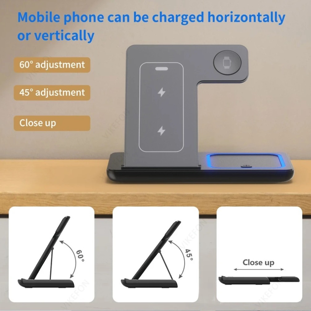 Foldable 3 in 1 Wireless Charg - Watch Charging Dock review and price