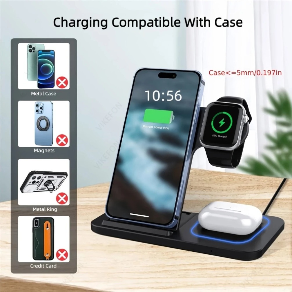 Foldable 3 in 1 Wireless Charg - Watch Charging Dock review and price